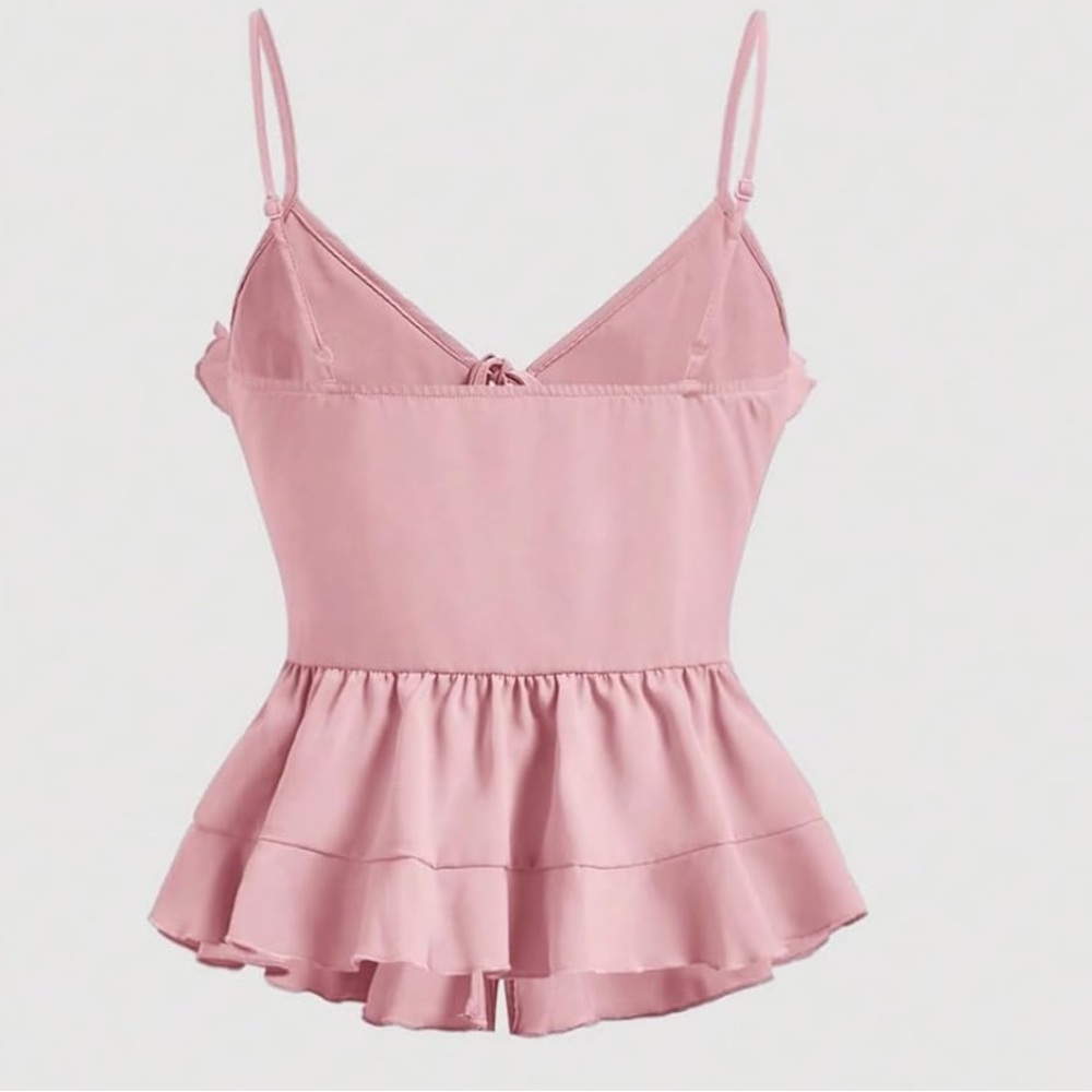 Pink Ruffled Tie-Front Top - Picture 2 of 4
